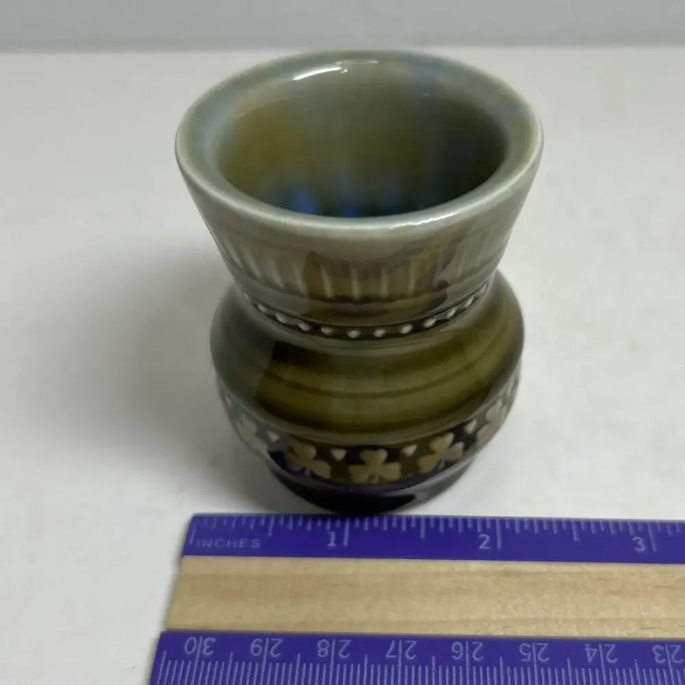 Wade Irish Porcelain Toothpick Holder, Shot Glass, Green Blue Clovers Ireland